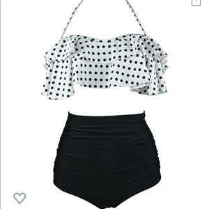 Black and White Polka Dot Vintage Style Swim Set